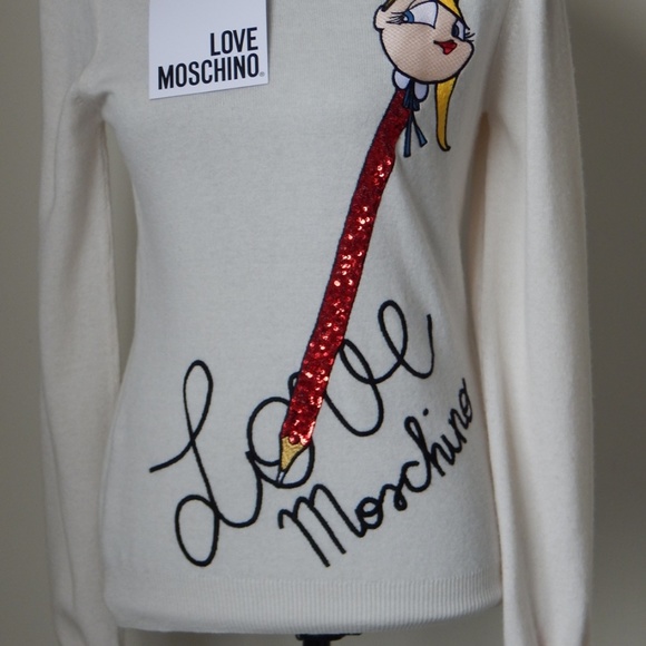 Love Moschino Sequined Embroidered Women’s Pullover Sweater Top US 8 / IT 44 NWT - Picture 11 of 11